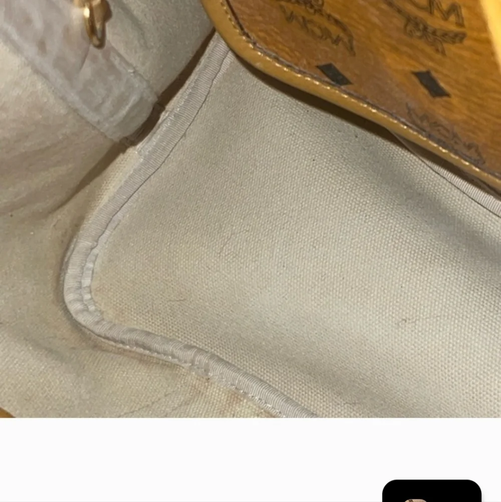 MCM Visetos Brown cognac Logo Tote Bag signature coated canvas with leather trim - Picture 11 of 12